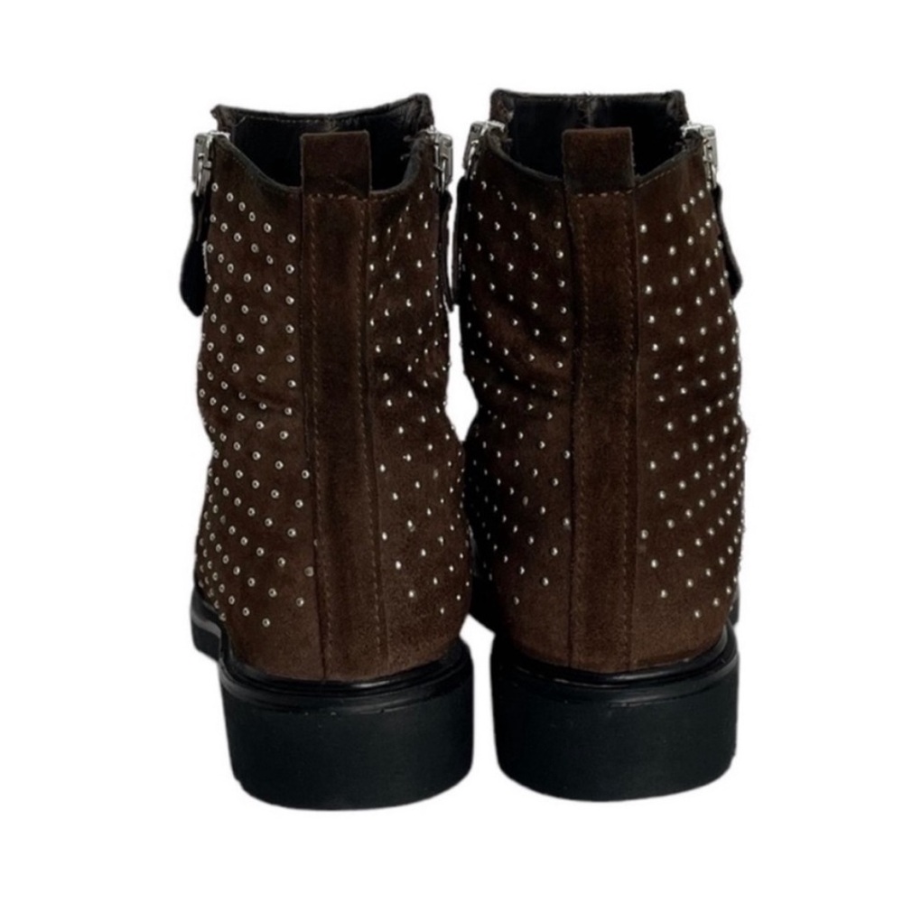Barbara Barbieri brown suede slipon studded Chelsea ankle low heel boots size 37
